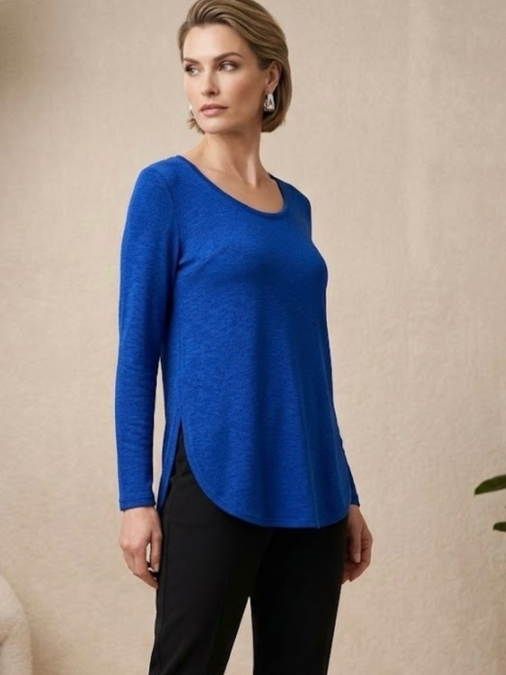 Joseph Ribkoff Cobalt Blue Long Sleeve Scoop Neck Top
